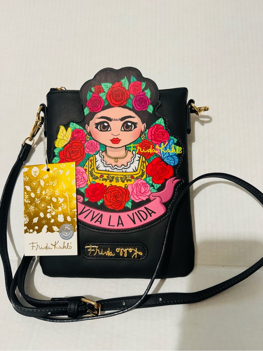 Frida Kahlo Black 'Viva La Vida' Crossbody Bag BNWT